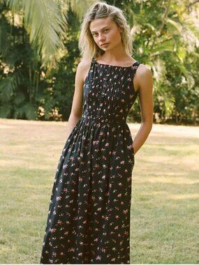 Christy Dawn Isola Dress-Lantana Blooms Black